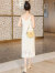 丝柏舍流苏连衣裙2024夏装新款女装时尚V领温柔高级感吊带中长裙 米白色 XL