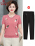 俞兆林（YUZHAOLIN） 母亲节礼物中年妈妈装夏装短袖新款洋气针织T恤休闲两件套中老年 A8HDHBT 红色上衣+黑色裤子 3XL（建议120-135斤）
