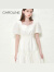 CAROLINE卡洛琳2023夏季新款桃心领泡泡袖中长款连衣裙ECRDBB77 米白色（现货） M