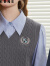 KBNE毛衣针织衫背心学院风2024年春季新款刺绣绞花美式复古针织衫 灰色预售3.11-3.14 XS