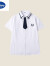 迪士尼（Disney）夏款儿童浅蓝短袖衬衫中小学生校服男女童刺绣纯白衬衣班服演出服 浅蓝短袖衬衣 100