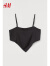 H&M女装背心吊带春季柔软舒适设计感不规则缎质修身短上衣0999916 黑色 155/80