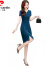 皮尔卡丹今年流行裙子2023新款夏装女时髦气质显瘦短袖纯色中年连衣裙 藏蓝色 M