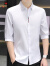 AEMAPE七分袖衬衫男夏季休闲冰丝中袖衬衣男修身韩版新款男款 630白色 3XL 145-165斤