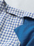 子牧棉麻2023夏装 女短袖修身时尚设计感不规则格纹拼接衬衫上衣2429 蓝色 L(建议105-115斤)
