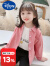 迪士尼（Disney）女童衬衫外套春秋新款中小童格子衬衣儿童洋气宝宝长袖薄款外穿潮 粉红色 52 建议身高厘米左右