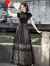 皮尔卡丹（pierre cardin）新中式国风黑色大气马面裙套装女2024新款可以穿着上班的汉服针织 黑色单裙 S