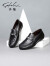 沙驰男鞋2024新款时髦青年懒人乐福鞋个性时尚驾车鞋豆豆鞋商场同款 黑色（缝制鞋底） 42