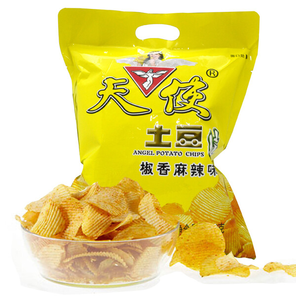 天使土豆片薯片108克 云南特产 膨化零食品薯片 椒香麻辣