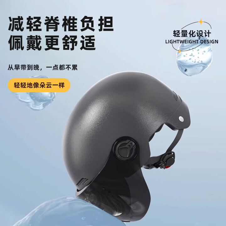 青霄 安全头盔 标准款 新国标 3C认证 ABS 抗冲击包裹式防护 电男动女四季车骑通用 黑色透明镜片