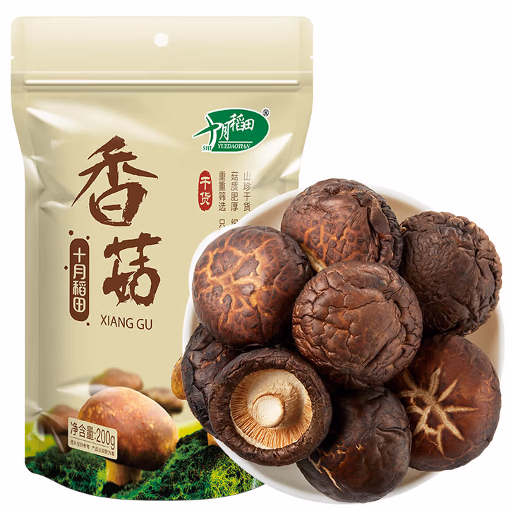十月稻田 山珍菌菇香菇 200g 蘑菇 火锅煲汤食材 干货
