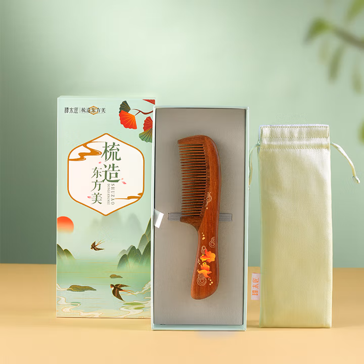 谭木匠金玉满堂木梳子礼盒居家日用馈赠亲友礼物实木护发减少静电