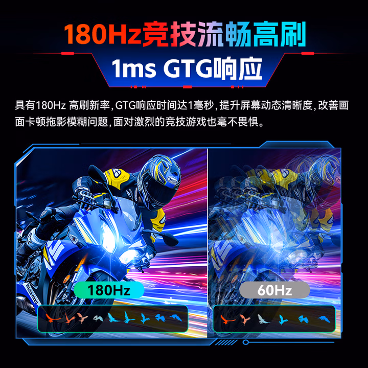 泰坦军团27英寸 2K 原生180Hz FastIPS快速液晶 HDR广色域 1ms电竞显示器 窄边框办公游戏屏国家补贴P2710R