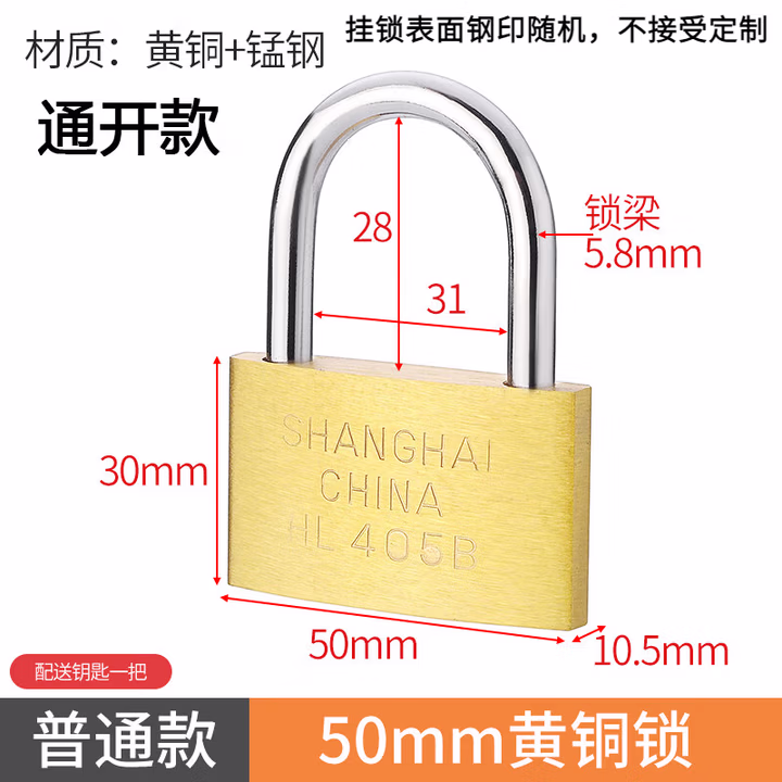 高着（GAOZHUO）黄铜挂锁 地球牌 加长挂锁特长长梁长柄长锁头家用大门挂锁柜