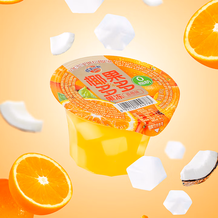 蜡笔小新 椰果多多果冻 180g*1杯 香橙味0脂肪休闲露营零食办公室下午茶