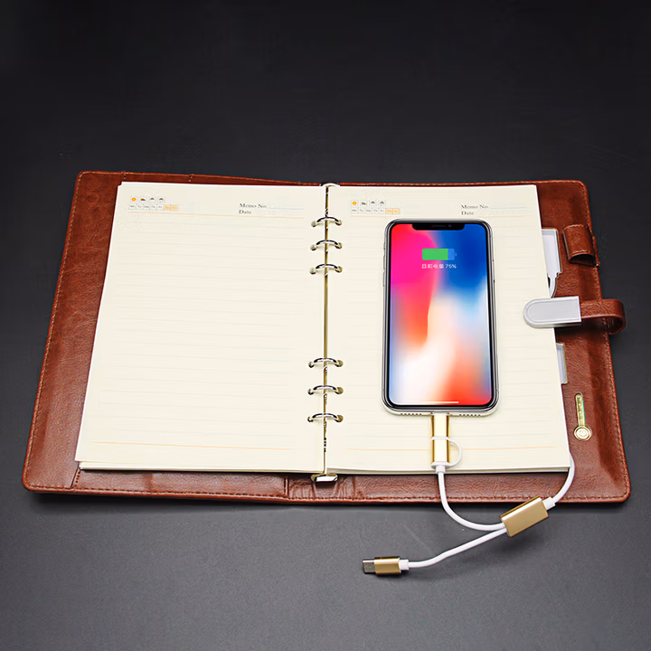 智美环球中秋节礼物商务笔记本子套装定制logo多功能充电宝移动电源记事本高档活页