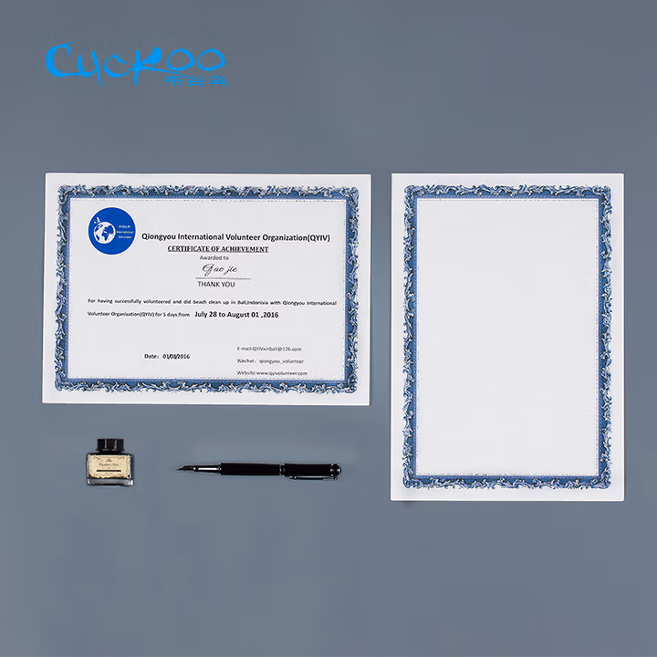 布谷鸟（cuckoo） 烫金荣誉证书获奖制作空白烫银高档聘书内芯内页打印A4奖状