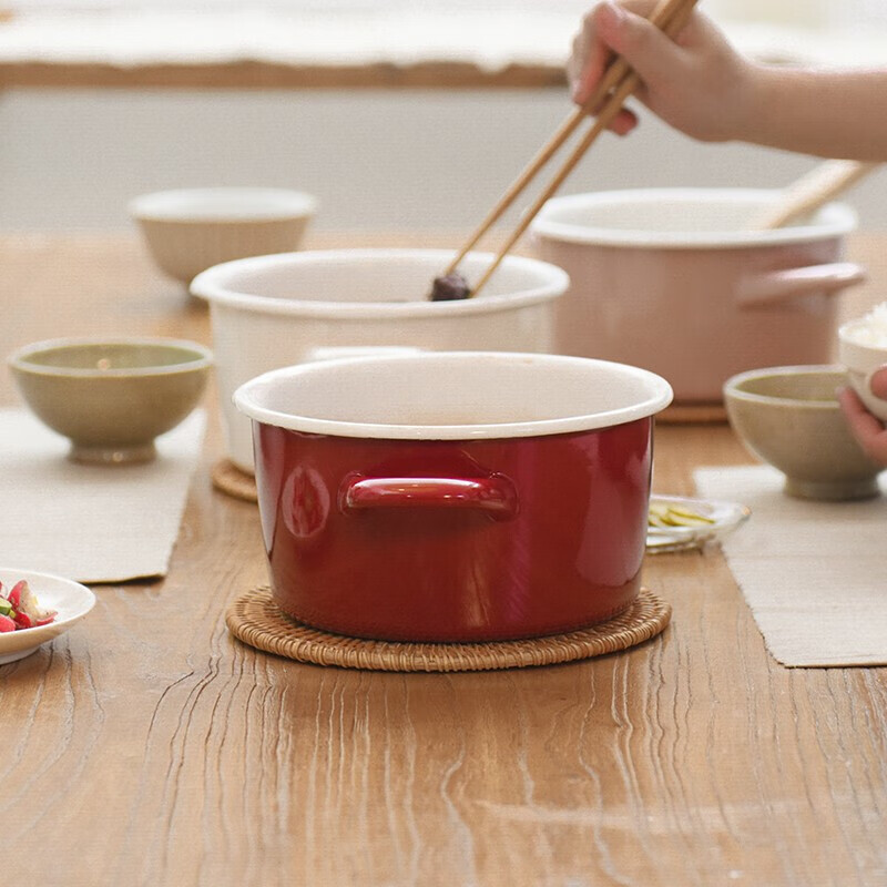 网易严选 日本珐琅搪瓷双耳锅 3989540 18cm 拼购折后¥119