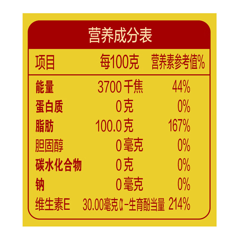 金龙鱼稻米油成分表图片