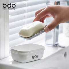 bdo肥皂盒带盖香皂盒沥水旅行便携式收纳简约防水肥皂盒 白色1个