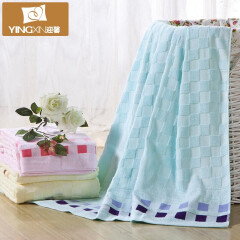 迎馨 毛毯家纺 全棉毛巾被多功能透气毯子素色提花空调盖毯 天蓝色 145*190cm