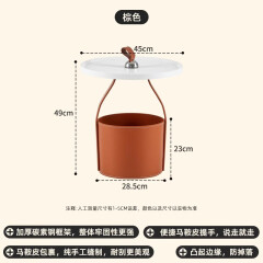 澳颜莱小圆桌沙发边几网红茶几 沙发边几可移动茶几置物架现代简约卧室 橙色茶几-马鞍皮-手拎款