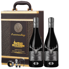 拉图雷蒙城堡法国原瓶进口朗格多克法定产区AOP红酒 鹿王维恩系列干红葡萄酒 圣托纳双支皮箱装