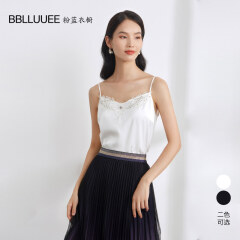 BBLLUUEE\/粉蓝衣橱蕾丝花边缎面吊带衫2021秋季女装新款 直筒百搭纯色背心513C933 白色 155/36/S