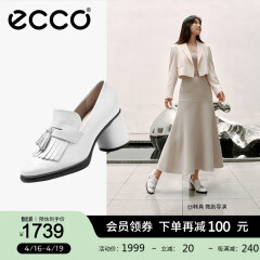 爱步（ECCO）高跟鞋女 24年春夏新款流苏牛皮正装单鞋  雕塑奢华55系列222663 亮白色22266301002 37