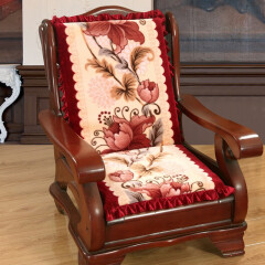花语缤纷 加厚防滑沙发坐垫红实木沙发垫 长椅垫可拆洗坐垫带靠背 荷塘月色-红 50*45*高度60(优质棉)