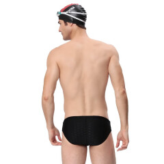 英发（YINGFA） 男士三角泳裤 带排水线 专业竞技泳裤  9201 黑色 3XL
