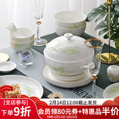 华光国瓷 骨瓷餐具套装 抗菌釉中彩碗盘套装 乔迁之喜高端礼品 白玉兰 白玉兰【抗菌瓷礼盒装】 30头