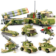 快乐小鲁班（Sluban）导弹发射车积木儿童拼装六合一装甲汽车玩具6-14岁男孩圣诞礼物 战狼 S-400导弹发射车【六合一】