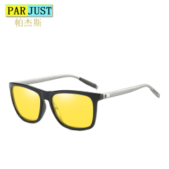 帕杰斯复古偏光太阳镜男女同款驾驶镜防晒方框墨镜变色太阳眼镜 夜用黄
