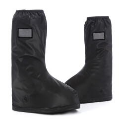 高筒雨鞋套男女雨天防护水鞋套防雨水防滑加厚耐磨底成人下雨天雨靴 黑色 XL