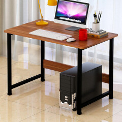 墨尚思台式欧式电脑桌书桌办公桌床上电脑桌简约桌子书桌书柜组合写字台懒人桌 经济款  黑架+古檀木  0.8米长