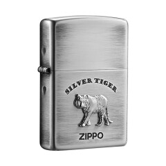 zippo芝宝限量正版煤油打火机拉丝古 银至尊银虎zoop打火机正品 礼盒装