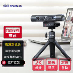 圆刚（AVerMedia） PW313D 2K高清双摄网络摄像头 自动变焦电脑视频会议线上示教网课 2K