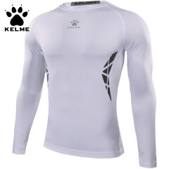 卡尔美（KELME）运动紧身衣男足球篮球打底衫户外长袖健身服3871101 白色 L/175