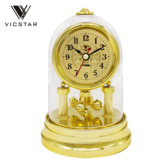 VICSTAR 欧美式古典家用办公室金色摆件转运珠时钟旋转台钟复古装饰座钟 D-1招财金铝面(小号）