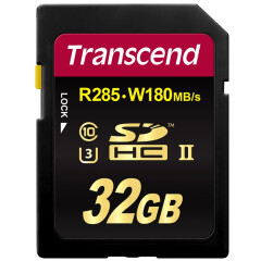 创见（Transcend）32GB UHS-II U3 SDHC超高速存储卡（读285Mb/s 写180Mb/s）（MLC颗粒）