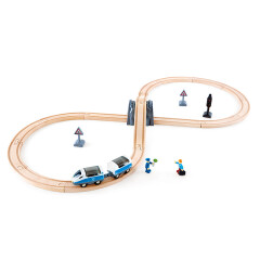 Hape轨道车玩具木质拼插火车轨道多功能套装3-6岁男女小孩儿童礼物早教益智 E3729 火车轨道经典套