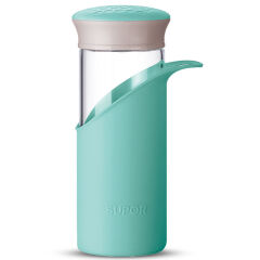 苏泊尔（SUPOR）水杯纤巧耐热玻璃杯子 随手便携透明水杯 创意家用泡茶杯 水具 KC28AV1薄荷蓝280ML