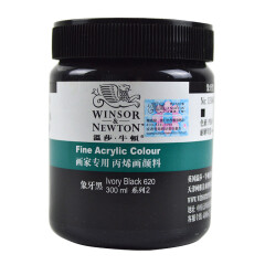 温莎牛顿（WINSOR&NEWTON） 300ml画家专用丙烯颜料墙绘颜料 手绘颜料DIY防水丙烯画 象牙黑