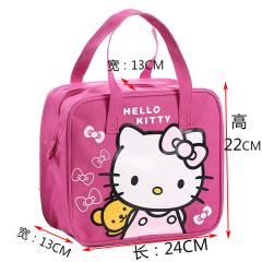 海燕之天 韩版可爱卡通保鲜盒手提便当包小学生大号 便当包-粉色大头猫