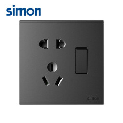 西蒙(SIMON)开关插座面板 五孔插座带开关 86型暗装插座 E6系列五孔带开关插座单控 荧光灰色 721086-61