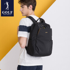 高尔夫GOLF双肩包男多功能防泼水前袋撞色拼接背包男士可装15.6英寸笔记本电脑包大容量 黑色