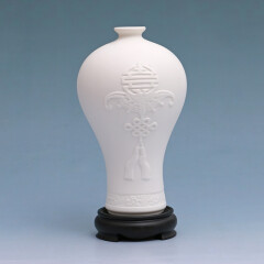 中国龙瓷 德化白瓷花瓶摆件创意陶瓷办公客厅家居装饰品陶瓷收藏品 中国白 25CM富贵双喜瓶 无釉