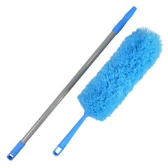 涤太太除尘掸 汽车伸缩家用不掉毛可弯曲车用鸡毛掸子家具家居除尘清洁 天蓝色+伸缩杆