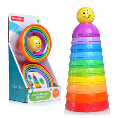 费雪(FisherPrice)新生婴幼儿宝宝布书多功能早教益智玩具探索学习玩具礼物 K7166层叠彩虹杯